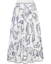 FARM Rio - Fresh Fish Embroidered Midi Skirt - Lyst