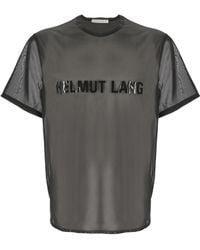 Helmut Lang - Logo Printed Sheer Crewneck T-Shirt - Lyst