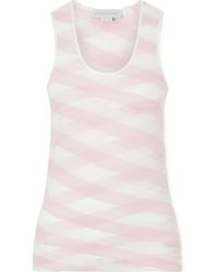 Stella McCartney - Striped Mesh-Paneled Cotton-Blend Tank Top - Lyst