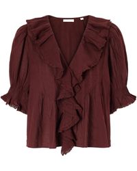 Doen - Shirred Lace-Trimmed Organic Cotton Blouse - Lyst