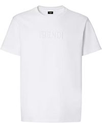 Fendi - Logo Embroidered Crewneck T-Shirt - Lyst