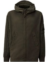 C.P. Company - Hooded Quilted-Sleeve Zip-Up Jacket - Lyst