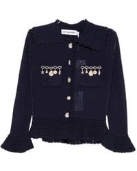 Self-Portrait - Charm-Detail Scalloped-Trim Buttoned Cardigan - Lyst