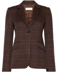 Max Mara - Virgin Wool-Cotton Prince Of Wales Check Blazer - Lyst