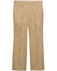 Prada - Trumpet-Flare Cotton Trousers - Lyst