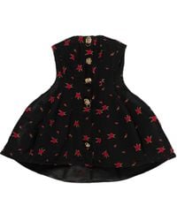 Blumarine - Short Dress With Rose Embroidery And Bejewelled Buttons - Lyst
