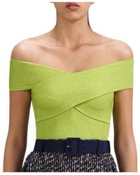 Self-Portrait - Lurex Knitted Off-Shoulder Top - Lyst