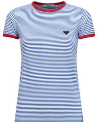 Prada - Crewneck Striped T-Shirt - Lyst