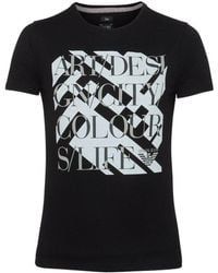 Armani Jeans - Printed T-Shirt With Round Neck - Lyst