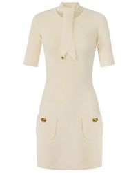 Elisabetta Franchi - Ribbed Mini Knitted Dress - Lyst