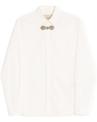 Valentino - Long-Sleeved Cotton Poplin Shirt With Embroidered Frog Closure - Lyst