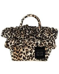 Ganni - Ruffled Mini Shopper Bag - Lyst