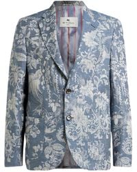 Etro - Single-Breasted Cotton Jacquard Jacket With Floral Motif - Lyst