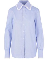 Valentino - Ruffled Trim Long-Sleeve Shirt - Lyst