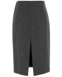Prada - Slit-Detailed Midi Skirt - Lyst