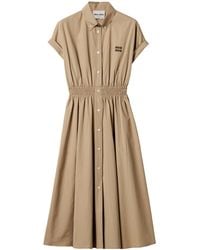 Miu Miu - Logo-Embroidered Poplin Shirt Dress - Lyst