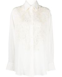 Ermanno Scervino - Floral-Lace Silk Shirt - Lyst