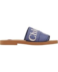 Chloé - Chloé Woody Logo Embroidered Sandals - Lyst