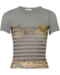 Jean Paul Gaultier - Striped Floral-Print T-Shirt - Lyst