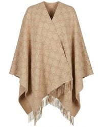 Gucci - Gg Monogrammed Fringed Cape - Lyst