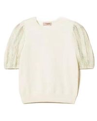 Twinset - Lace-Sleeve Top - Lyst