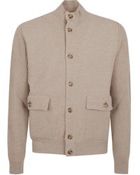 Lardini - High-Neck Buttoned Knitted Cardigan - Lyst