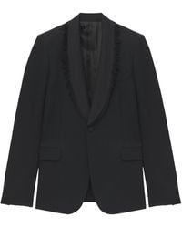 McQueen - Frayed Lapel Single-Breasted Jacket - Lyst