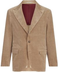 Brunello Cucinelli - Comfort Cotton And Cashmere Corduroy Deconstructed Blazer With Large Peak Lapels And Metal Buttons - Lyst