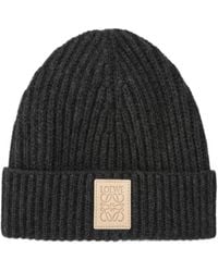 Loewe - Logo Patch Knitted Beanie - Lyst