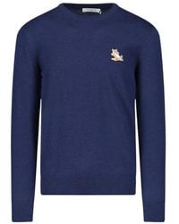 Maison Kitsuné - Embroidered-Logo Wool Jumper - Lyst