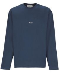 MSGM - Logo-Print Long-Sleeve Cotton T-Shirt - Lyst