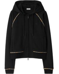 Burberry - Check-Trim Hoodie - Lyst