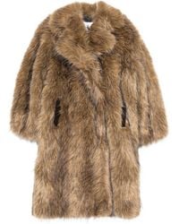 Ganni - Notched-Lapel Faux-Fur Coat - Lyst