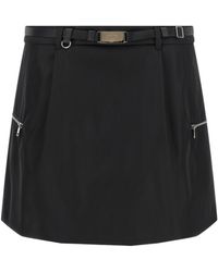 Prada - Belted Mini Skirt - Lyst