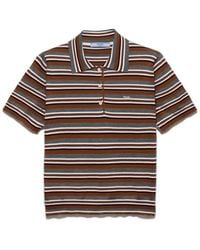 Prada - Short-Sleeved Striped Cotton Polo Shirt - Lyst