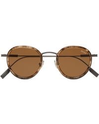 ZEGNA - Striped Havana Titanium And Acetate Sunglasses - Lyst