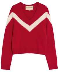 Valentino - V-Neck Long-Sleeved Jumper - Lyst