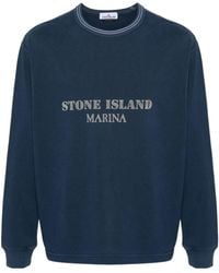 Stone Island - Logo-Print Cotton Sweatshirt - Lyst