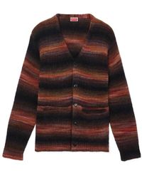 KENZO - Embroidered Stripes Cardigan - Lyst