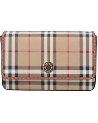 Burberry - Checked Foldover-Top Shoulder Bag - Lyst