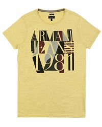 Armani Jeans - Round Collar Printed T-Shirt - Lyst