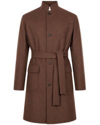Eleventy - Belted High-Neck Wool Coat - Lyst