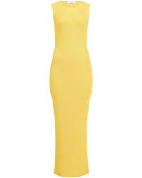 Alaïa - Silk Waffle Godet Midi Dress - Lyst