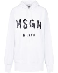 MSGM - Logo Printed Drawstring Hoodie - Lyst