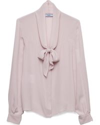 Prada - Long-Sleeved V-Neck Shirt - Lyst