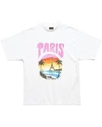 Balenciaga - Paris Tropical Printed T-Shirt - Lyst