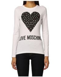 Moschino - Long Sleeved Logo Print T-Shirt - Lyst