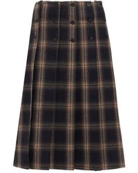 The Attico - Checked Cotton Midi Skirt - Lyst