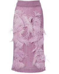 The Attico - Feather-Trimmed Knitted Midi Skirt - Lyst