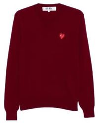 COMME DES GARÇONS PLAY - Heart-Emblem V-Neck Sweater - Lyst
